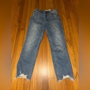 Abercrombie & Fitch Distressed Straight-Leg Blue Jeans